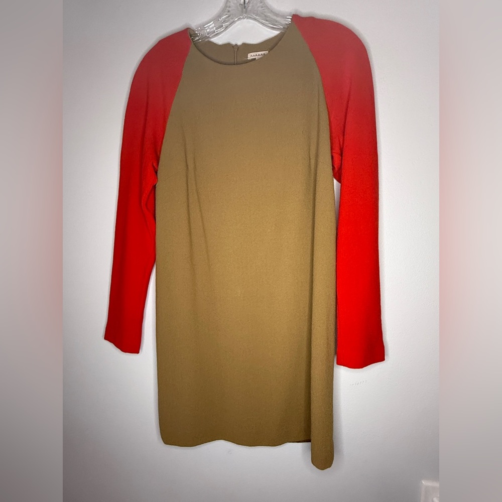 Authentic P.A.R.O.S.H.  Mini Fashion Design Long Sleeve orange and beige Dress.